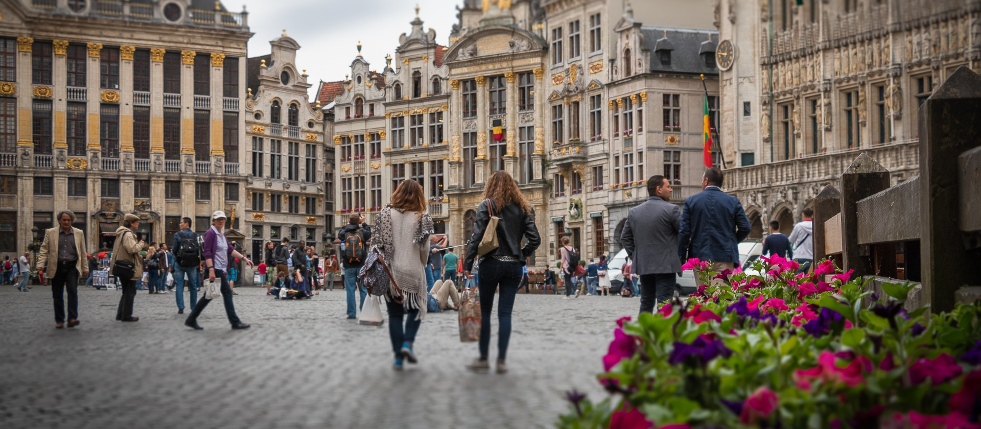People walking in Grand Place in Brussels, Belgium