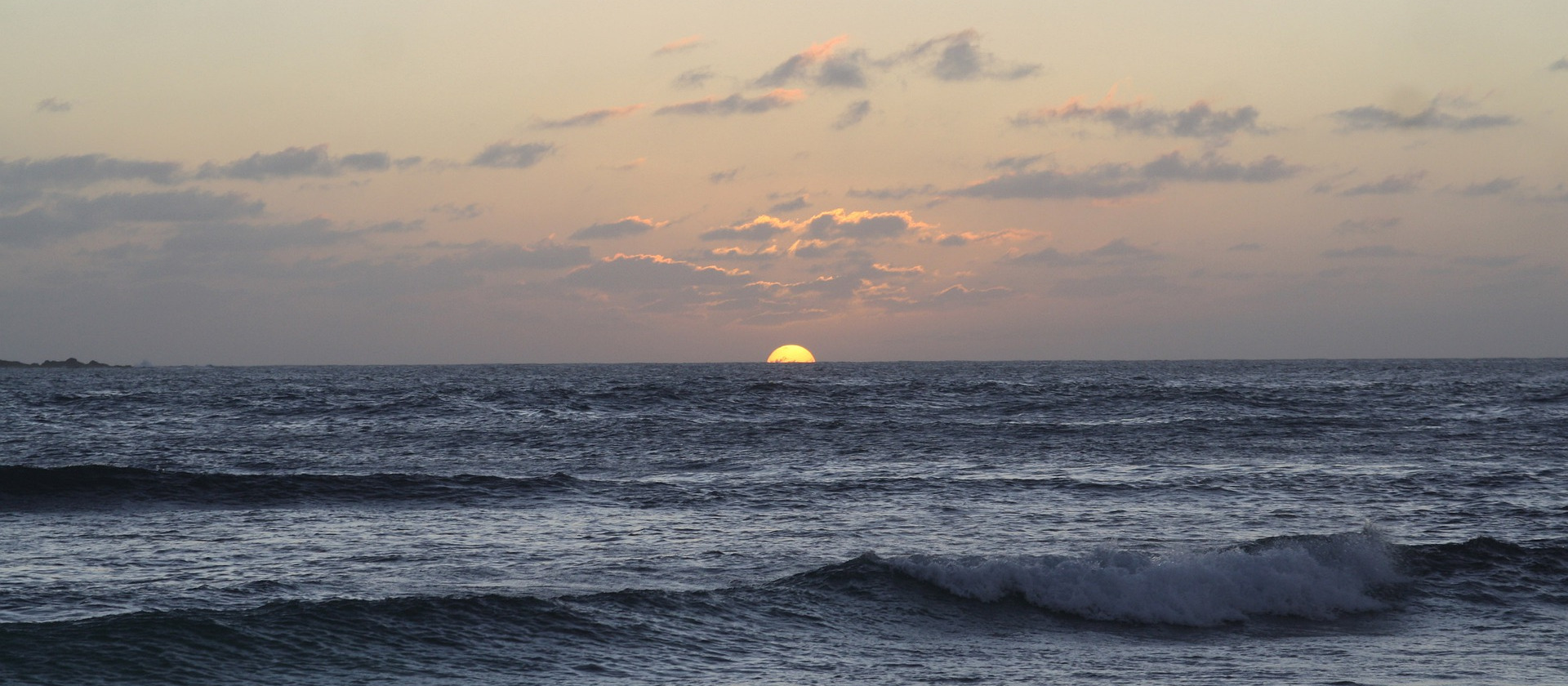 Sunset over the sea horizon in Cabo Verde
