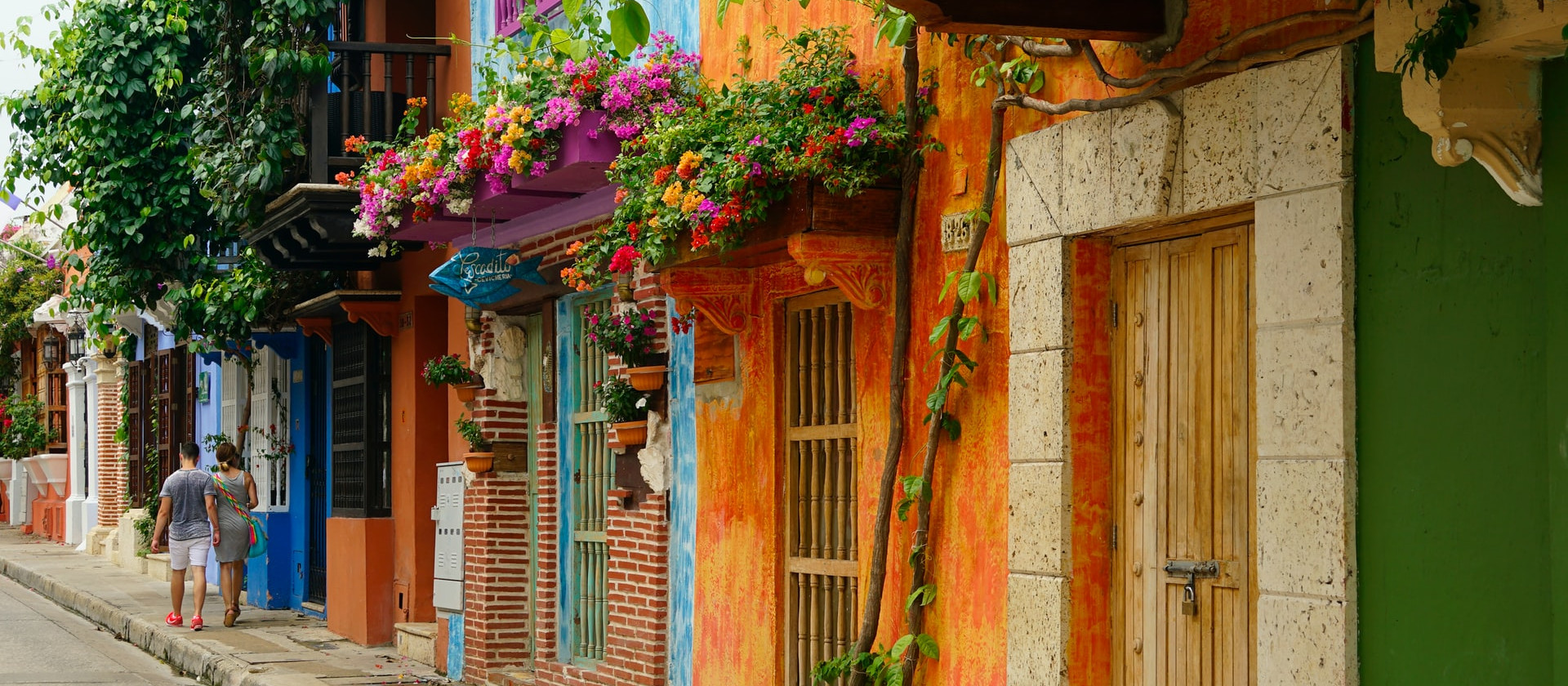 Colourful houses in Cartagena, Colombia