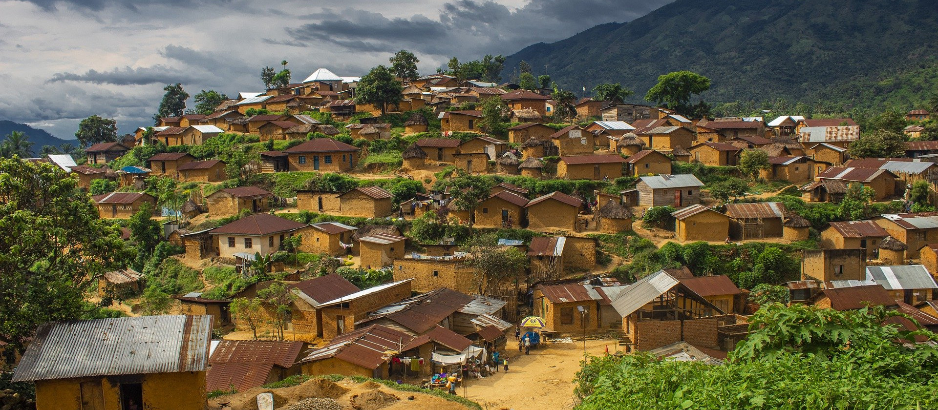 Houses in the village of Bitobolo, Congo (Kinshasha)