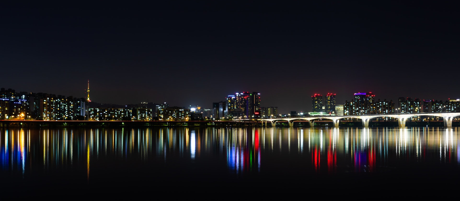 Skyline of Seoul across the Han River at night